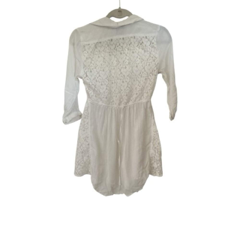 Free People White Lace Tunic Top – Button Front Boho Chic Size XS - Picture 2 of 9